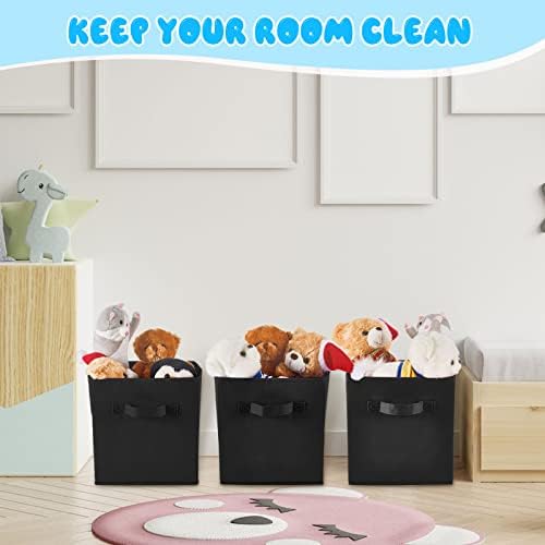 Yinder 4 Pcs Cube Storage Bin, Black 14''x10''x8'' Storage Cubes - Image 4