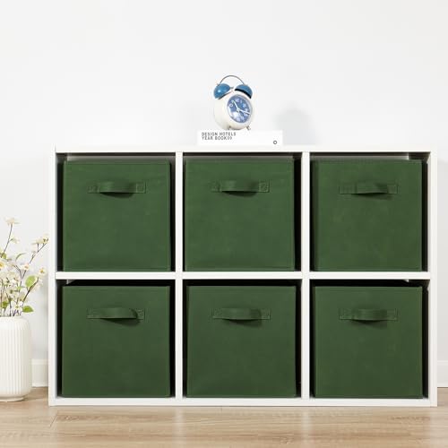 Stero Fabric Storage Bins 6 Pack Fun Colored Durable Storage Cubes with Fabric Handles Foldable Cube Baskets for Home, Kids Room, Closet and Toys Organization Dark Green - Image 6