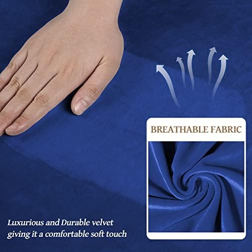 WEERRW Velvet Stretch 3 Pieces Couch Cover for Sofa Washable, Royal Blue - Image 4