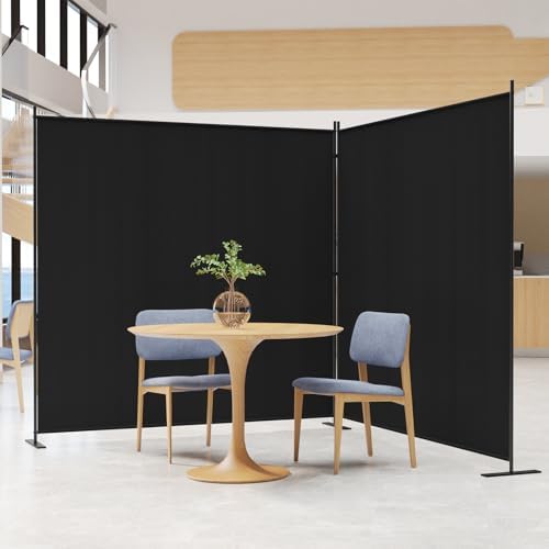 C-Hopetree 2 Panels Room Divider, 6 Ft Tall Indoor Folding Privacy Screen, Portable Partition Separator, Freestanding Separation Temporary Wall for Office, Bedroom, 142" W X 71" H, Black by C-Hopetree