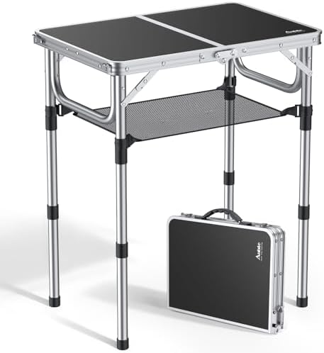 Anbte Folding Camping Table, 24"X 16" Adjustable Height Small Folding Table by Anbte