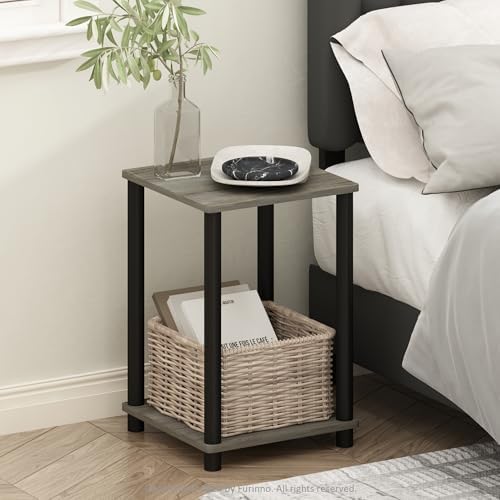Furinno Turn-N-Tube Toolless 2-Tier Open Shelf Night Stand, French Oak by Furinno-FitsYourSpaceFitsYourBudget