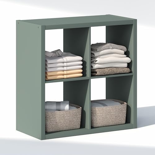 Furinno Cubic Extra Thick 4-Cube Closet Organizers and Storage, Sage Green - Image 5