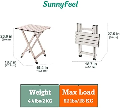 SUNNYFEEL Folding Camping Table - Lightweight Aluminum Portable Picnic Table for Cooking, Beach, Hiking, Travel, Fishing, BBQ, Indoor Outdoor Small Foldable Camp Tables - Image 3