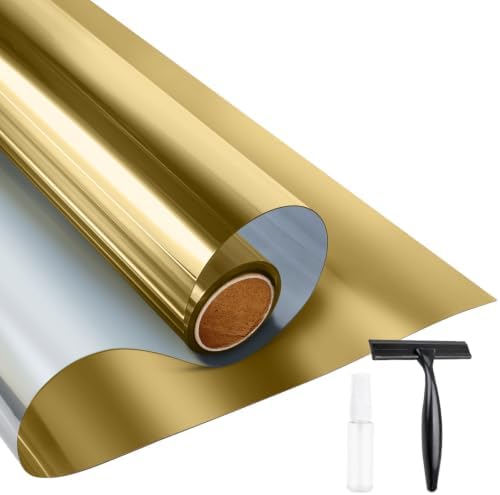 KESPEN Window Privacy Film One Way Static Cling Tint, Gold, 17.5InX6.5Ft by KESPENWINDOWFILMS