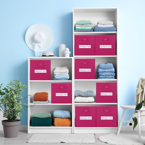 Fabric storage cubes (8 Pack) 11 Inch Cube Storage Bin, cube organizer bins with 8 Labels Window Cards & a Pen, Foldable cube organizer bins and Storage Box, Dark pink - Image 6
