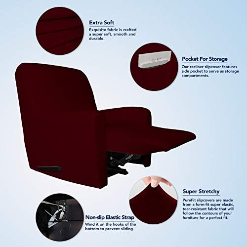 PureFit Stretc Recliner Chair Covers Fleece Soft Couch Covers for Sofa - Image 3