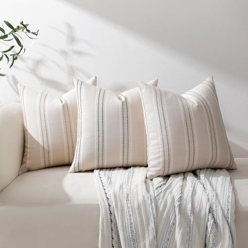 Hckot Striped Throw Pillow Covers 24x24 Set of 2 Taupe Pillow Covers - Image 5