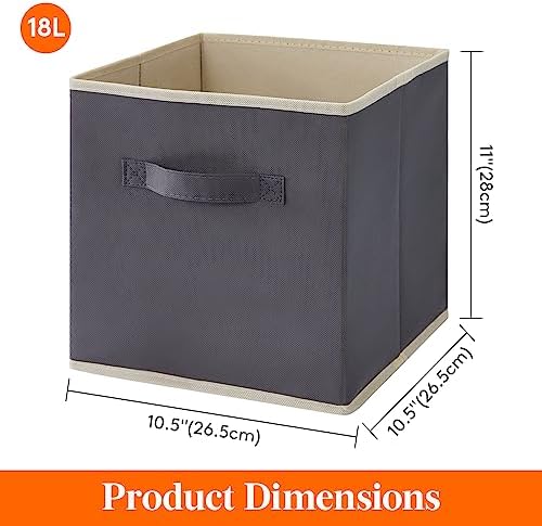 Lifewit Storage Cubes, 11 Inch Organizer Bins, 18L Gray, 12 Packs - Image 5