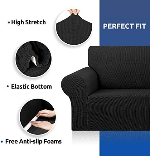 KEKUOU Stretch Oversized Couch Covers for Sofa Slipcover,Black - Image 6