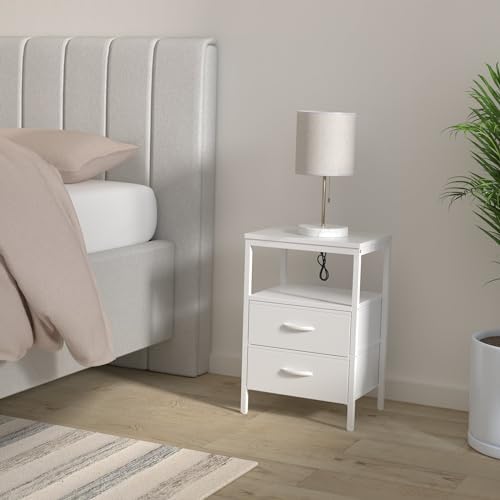 Huuger Nightstands Set of 2, End Tables with Charging Station, Side Table - Image 2