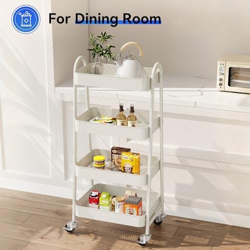 OLIXIS Metal 4 Tiers Rolling Storage Utility Cart with Lockable Wheels - Image 6