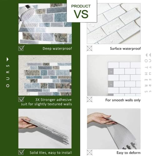 STICKGOO 10-Sheet Peel and Stick Backsplash for Kitchen, Decorative Self Adhesive Backsplash Tiles(Light Blue & Brown Granite, Thicker Design) - Image 4
