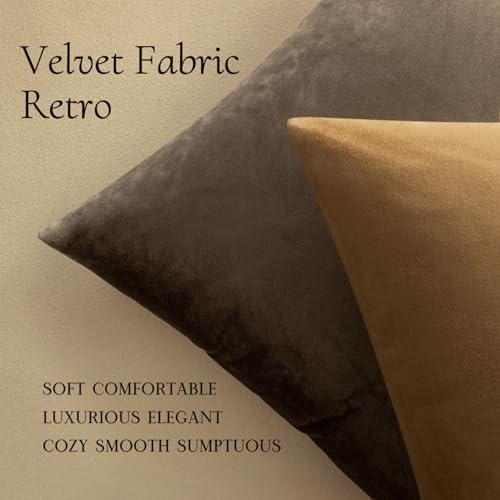 MIULEE 24x24 Inch Pack of 2 Euro Velvet Throw Pillow Covers Coffee - Image 5