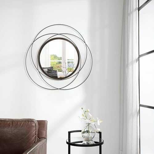 Wall Mirror Mounted Round Decorative Mirrors with Iron Metal Wire Frame Mirror for Wall, Home Decorative Bathroom Vanity, Living Room or Bedroom Large 20” - Image 4