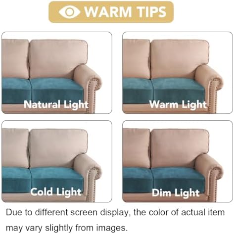 H.VERSAILTEX Velvet Stretch Couch Cushion Cover Plush Cushion Slipcover for Chair Loveseat Sofa Cushion Furniture Protector Seat Cushion Sofa Cover (3 Piece Sofa Cushion Covers, Peacock Blue) - Image 6