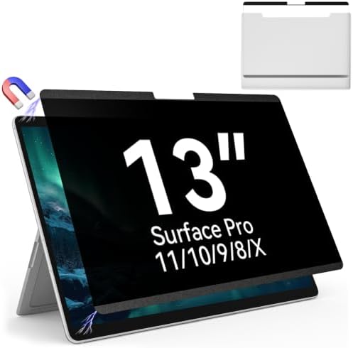 Magnetic Privacy Screen Protector for Surface Pro 11/10/9/8/X -13 Inch Anti Glare Filter, Anti Blue Light Film, Removable Shield Microsoft Surface Pro 9 Accessories, Matte Bubble Free Guard by MaoYeye
