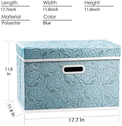 PRANDOM Large Collapsible Storage Boxes with Lids [5-Pack] Fabric Decorative Storage Bins Cubes Organizer Containers Baskets with Cover Handles for Bedroom Closet Nursery Blue 17.5x11.8x11.8 Inch - Image 4