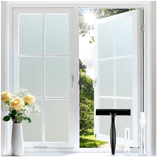 rabbitgoo Frosted Glass Window Privacy Film, No Glue, 35.4" x 118.1" by rabbitgoo