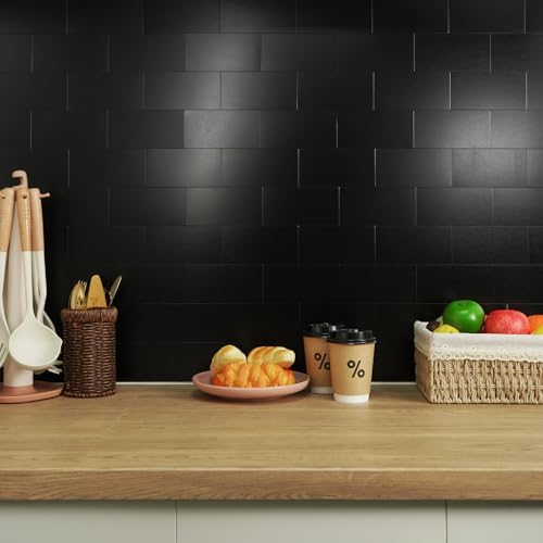 Vamos Tile 100-Piece Peel and Stick Backsplash Seamless Tile,3''x6'' Brushed Black Metal Subway Tile,Stick on Backsplash for Kitchen/Bathroom/Laundry Room - Image 6