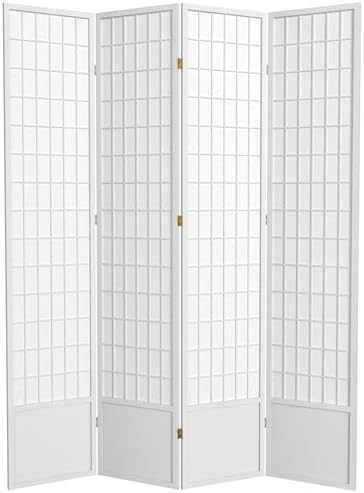 Red Lantern 7 ft. Tall Window Pane Shoji Screen - White - 4 Panels by RedLantern