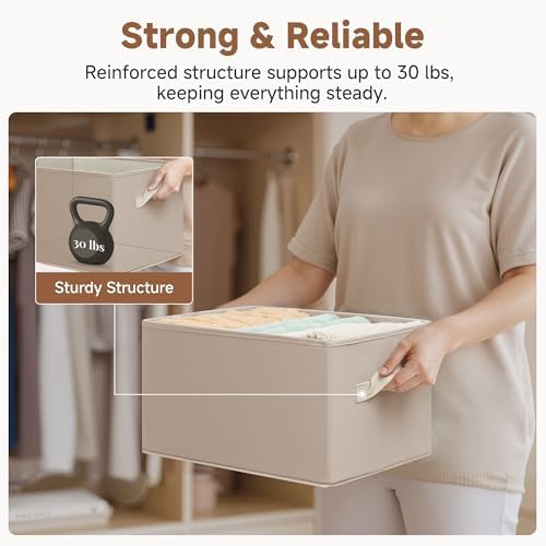 StorageWorks Closet Storage Bins, Light Brown, Large, 3-Pack - Image 4
