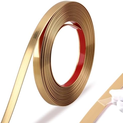 Trimold Brushed Gold Molding Trim Peel and Stick, Flexible Mirror Border Design, Wall Ceiling Floor Cabinet Tile Edge Moulding, 5m x 5cm by AllAboutTrimMoldings