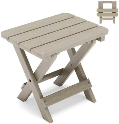 Folding Outdoor Side Table,Small HDPE Patio Table,All-Weather Compact Portable End Table for Patio,Porch,Pool,Brown,11.8" D x 15.7" W x 15.7" H by Polyhouz