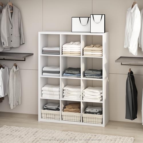 Furinno Cubic Extra Thick 12-Cube Closet Organizers and Storage, White by Furinno-FitsYourSpaceFitsYourBudget