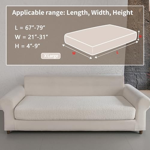 OHSIO Couch Cushion Covers for Sectional Sofa, Stretch Soft Sofa Slipcovers - Image 2