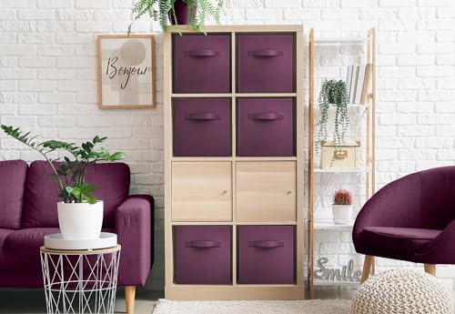 Sorbus Fabric Storage Cubes, 6-Pack Foldable Bins (13 Inch, Purple) - Image 3