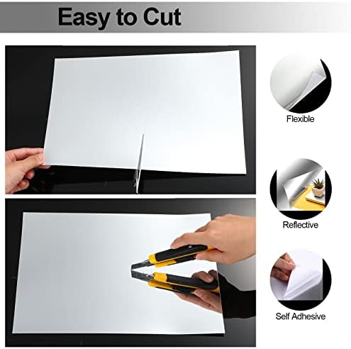 Zonon Flexible Mirror Sheets Self Adhesive Non Glass Mirror Tiles Stickers for Home Wall Decor(10 Pieces,9 x 13 Inches) - Image 4