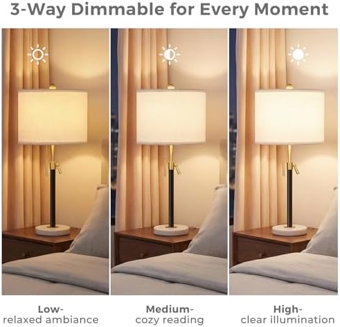 Qingmiao Gold Table Lamps Set of 2, 22" to 30" Adjustable Nightstand Lamps for Bedroom, Dimmable End Table Lamps for Living Room Console Entry Farmhouse Home Decor, New House Warming Gifts - Image 4