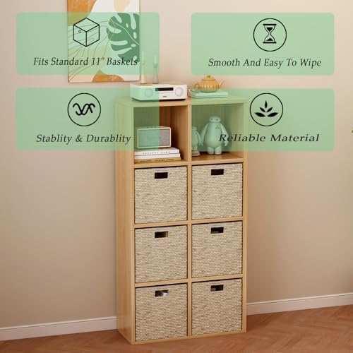 OSCHF 8-Cube Storage Shelf Bookcase, Oak - Image 4