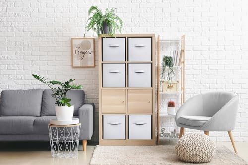 Sorbus Fabric Storage Cubes, 6-Pack Foldable Bins (11 Inch, White) - Image 5