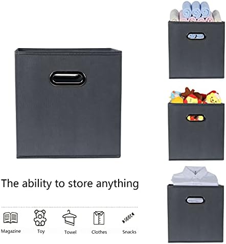 Yunkeeeper storage bins Cubes, Fabric Cube Organizer with Handle, Foldable Cube Bins for Cloth or Accessary Storage, 11x11x11, Set of 6, (Gray) - Image 3