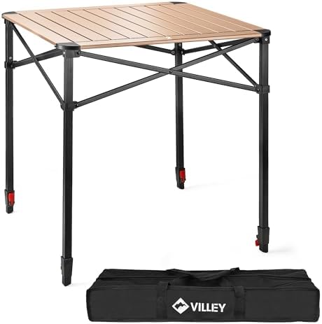 VILLEY Folding Camping Square Table, Portable Aluminum Table, Large by VILLEY