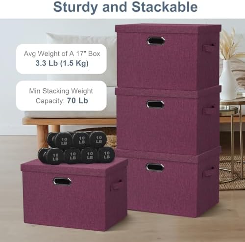 Storage Bins with Lids Fabric Closet Organizers Cubes Office Organization - Image 3