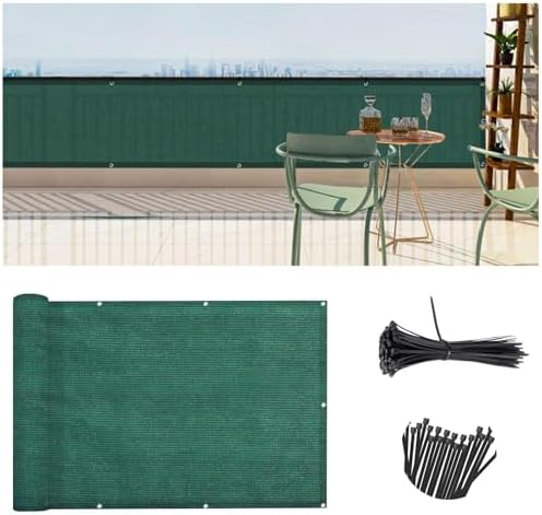 SUNLAX Custom Size 3'x19' Dark Green Balcony Privacy Screen 90% UV Block by SUNLAX