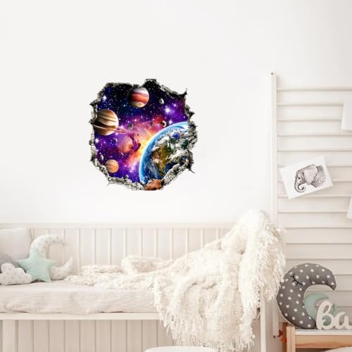 Space Wall Decals Peel and Stick, Galaxy Planet Solar System Wall Stickers, Removable Vinyl Outer Space Wall Decor, Kids Bedroom Nursery Classroom Wall Art, Astronaut Room Theme Home Decorations - Image 6