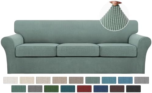 Turquoize 4 Piece Sofa Covers for 3 Cushion Couch Sofa Slipcover Soft Couch Cover for Dogs-Washable Sofa Furniture Covers with 3 Individual Large Cushion Covers (XL Sofa,Dark Cyan) by Turquoize