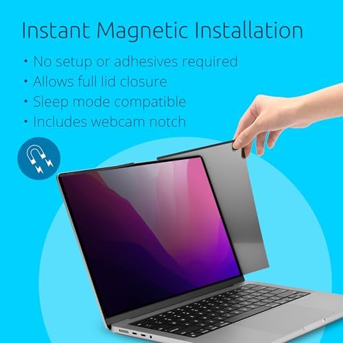 Kensington MP16 Magnetic MacBook Pro Privacy Screen for 16" MacBook_Pro (2021-2024,M1,M2,M3,M4,Pro,Max),Removable Laptop Privacy Screen,Anti Glare Blue Light MacBook Screen_Protector, (Pack of 10) - Image 4