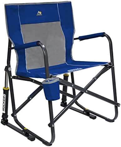 GCI Outdoor Freestyle Rocker Camping Chair | Portable Folding Rocking Chair with Solid, Durable Armrests, Drink Holder & Comfortable Backrest — Royal Blue by GCIOUTDOOR
