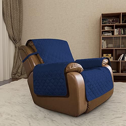 Easy-Going Reversible Couch Cover, Oversized Recliner, Navy/Navy - Image 2