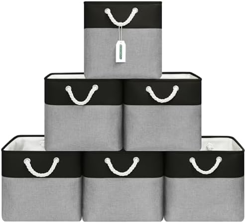 ECDYQXVU 13x13x13 Inch Storage Cube Bins Foldable Organizer Baskets 6 Pack by ECDYQXVU