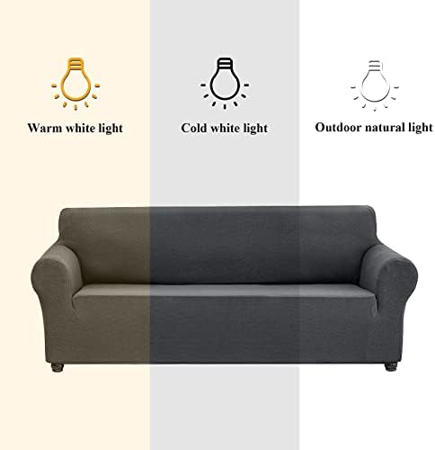 Joccun Stretch Couch Cover Slipcovers, 1-Piece Sofa Covers for 3 Cushion Couch Spandex Jacquard Washable Furniture Protector Cover for Living Room,Kids,Pets(Large 78''-94'',Charcoal) - Image 3