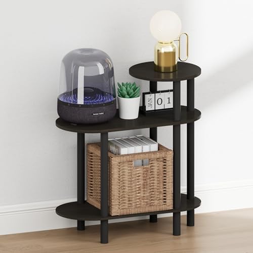 Furinno Turn-N-Tube Night Stand, 3-Tier Oval Sofa Nightstand with Open Shelf, Toolless Assembly Narrow End Table, Side Table, Bedside Table, for Bedroom, Closet, Dorm, Espresso - Image 4