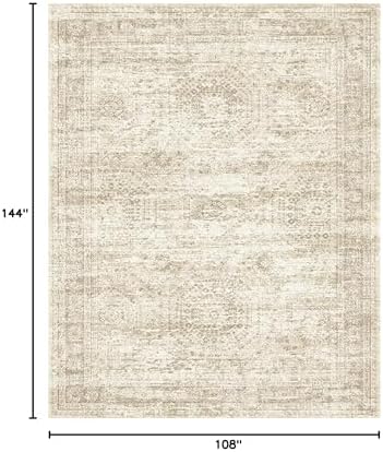 Soalmost 9x12 Area Rugs for Living Room Washable Rug Non-Slip Beige - Image 2