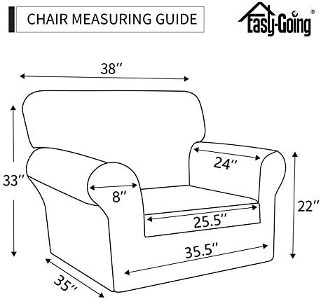 Easy-Going 2 Pieces Stretch Sofa Slipcover for Armchair Washable - Image 5