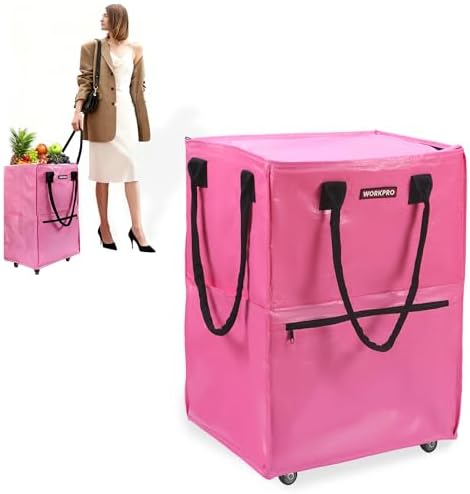 WORKPRO Large Rolling Grocery Bag, 36-Gallon Rolling Tote with 5 Wheels by WORKPRO